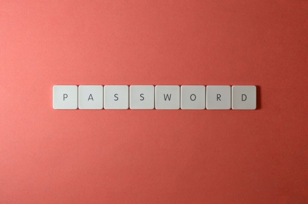 Password security for small business — password tiles on a red background